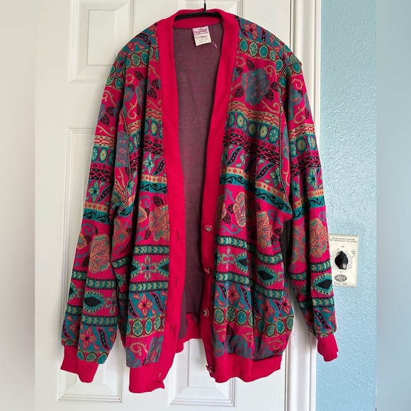 graff CALIFORNIAWEAR Sweaters - GRAFF CALIFORNIAWEAR Vintage Floral Open Front Cardigan Size 18